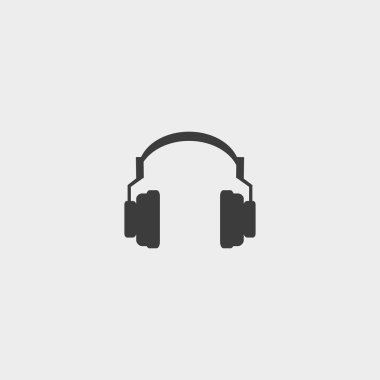 Kulaklık simge siyah renkli düz bir tasarım. Vektör çizim eps10