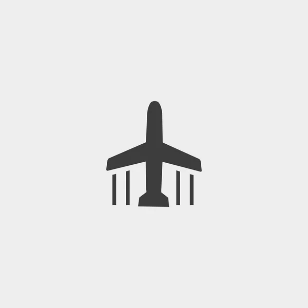 Icono de avión en un diseño plano en color negro. Ilustración vectorial eps10 — Vector de stock