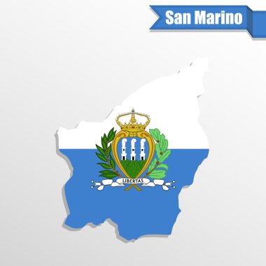 Bayrak içinde ve kurdele ile San Marino Haritası