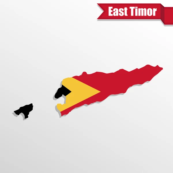 East Timor map with flag inside and ribbon — Stock Vector