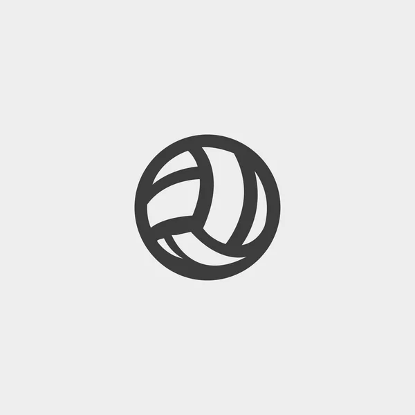 Icono de pelota de voleibol en un diseño plano en color negro. Ilustración vectorial eps10 — Archivo Imágenes Vectoriales
