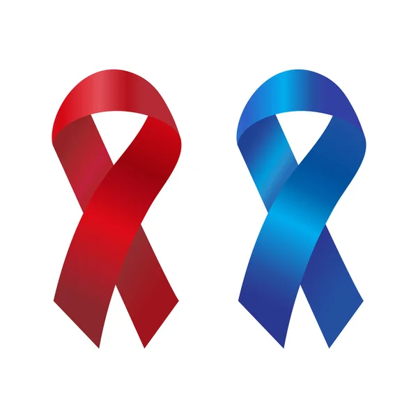 Nastro di cancro nel gradiente blu e rosso. Illustrazione vettoriale — Vettoriale Stock