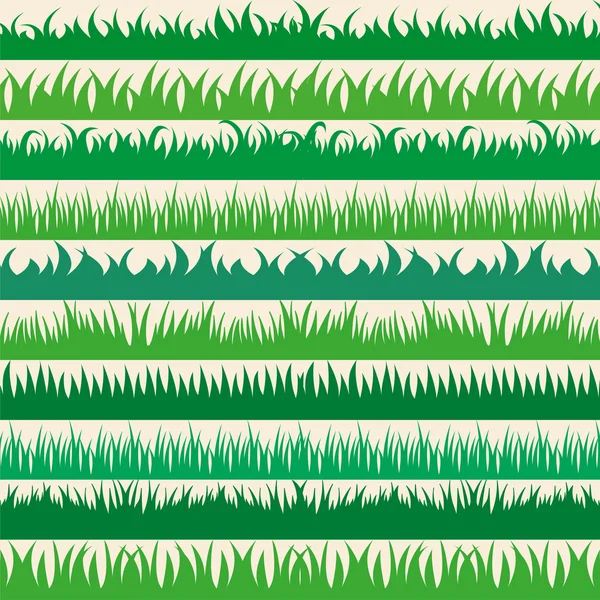 Conjunto de bordes horizontales de hierba verde primavera. Colección de hierba verde sobre fondo blanco — Archivo Imágenes Vectoriales