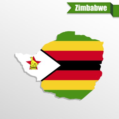 Bayrak içinde ve kurdele ile Zimbabve Haritası