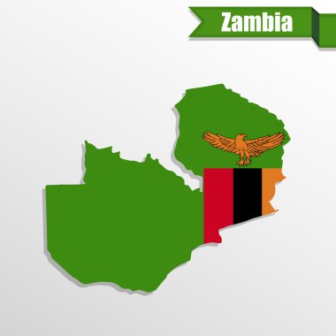 Bayrak içinde ve kurdele ile Zambiya Haritası