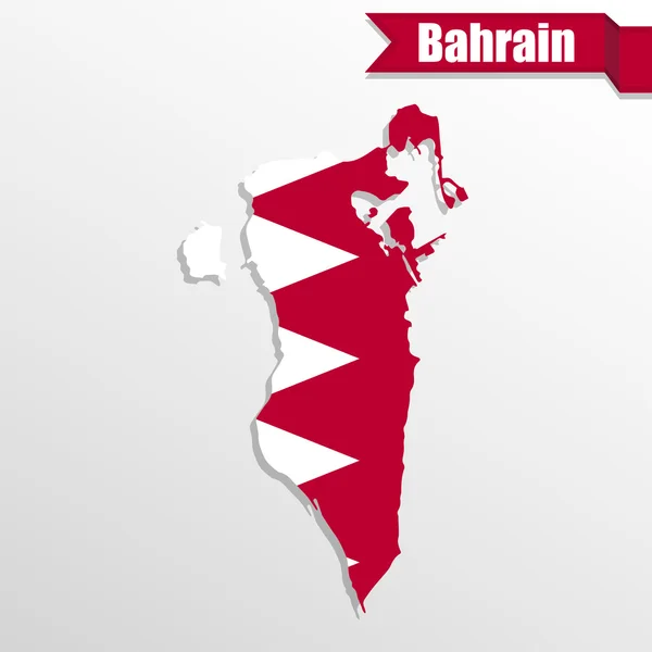 Mapa do Bahrein com bandeira dentro e fita — Vetor de Stock