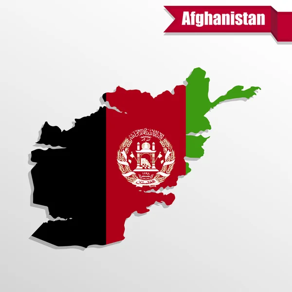 Afghanistan map with flag inside and ribbon — Stock Vector