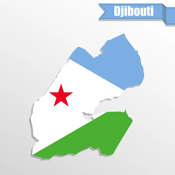 Mapa de Djibouti con bandera dentro y cinta — Vector de stock