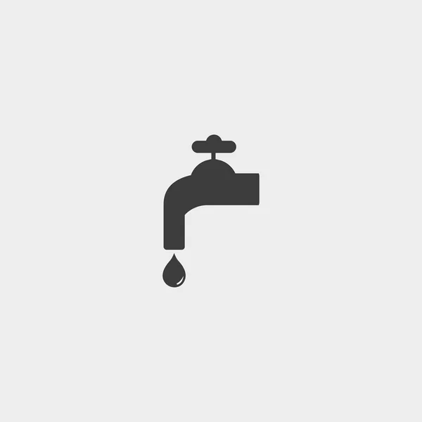 Grifo de agua con icono de gota en un diseño plano en color negro. Ilustración vectorial eps10 — Archivo Imágenes Vectoriales