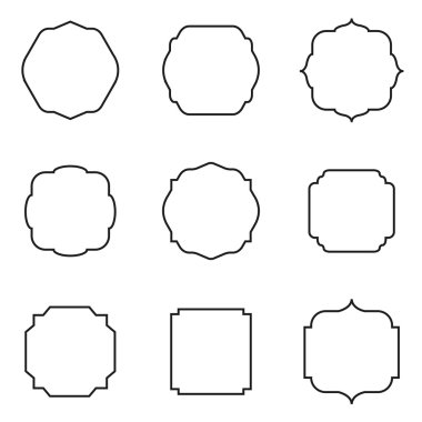 Retro kare çerçeve kümesi. Vektör çizim