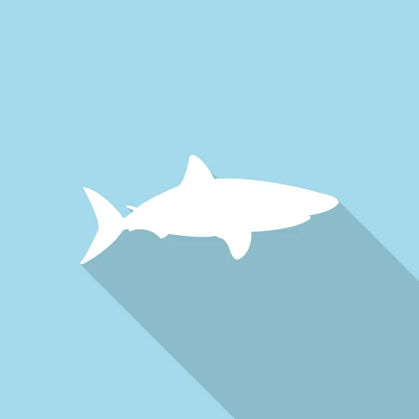 Καρχαρίας εικονίδιο με πολύ σκιά σε μια επίπεδη σχεδίαση — Διανυσματικό Αρχείο