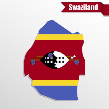 Svaziland Haritası içinde bayrak ve kurdele ile