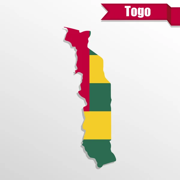 Mapa de Togo con bandera dentro y cinta — Vector de stock