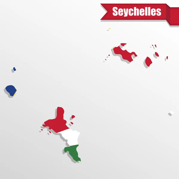 Mapa das Seychelles com bandeira no interior e fita — Vetor de Stock