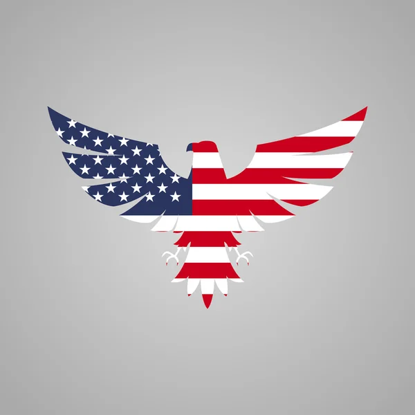 American eagle gri bir arka plan üzerinde bayrak ile — Stok Vektör
