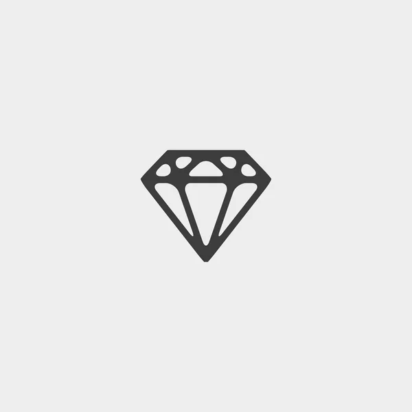 Diamant-Symbol in flachem Design in schwarzer Farbe. Vektorabbildung eps10 — Stockvektor