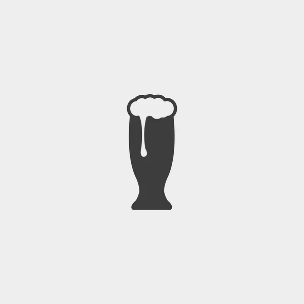 Glas Bier-Ikone in flachem Design in schwarzer Farbe. Vektorabbildung eps10 — Stockvektor