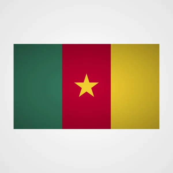 喀麦隆国旗在灰色的背景上。矢量图 — 图库矢量图片
