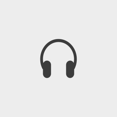 Kulaklık simge siyah renkli düz bir tasarım. Vektör çizim eps10