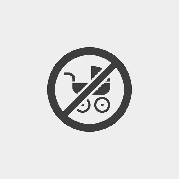 No Baby Carriage icono en un diseño plano en color negro. Ilustración vectorial eps10 — Vector de stock