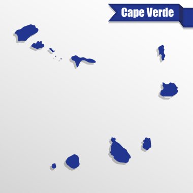 Cape Verde harita bayrak içinde ve kurdele ile