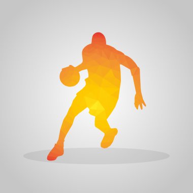 Basketbolcu gri bir arka plan üzerinde çokgen tarzı