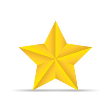 Beyaz bir backgrond gölge ile altın yıldız