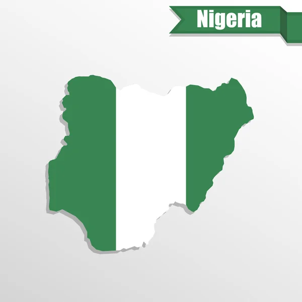 Nigeria karta med flagga inne och bandet — Stock vektor