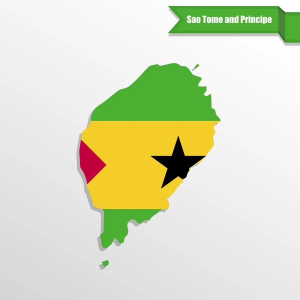 Mappa di Sao Tome e Principe con bandiera interna e nastro — Vettoriale Stock