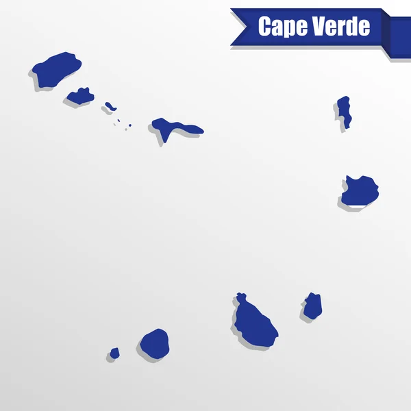 Cabo Verde mapa com bandeira dentro e fita — Vetor de Stock