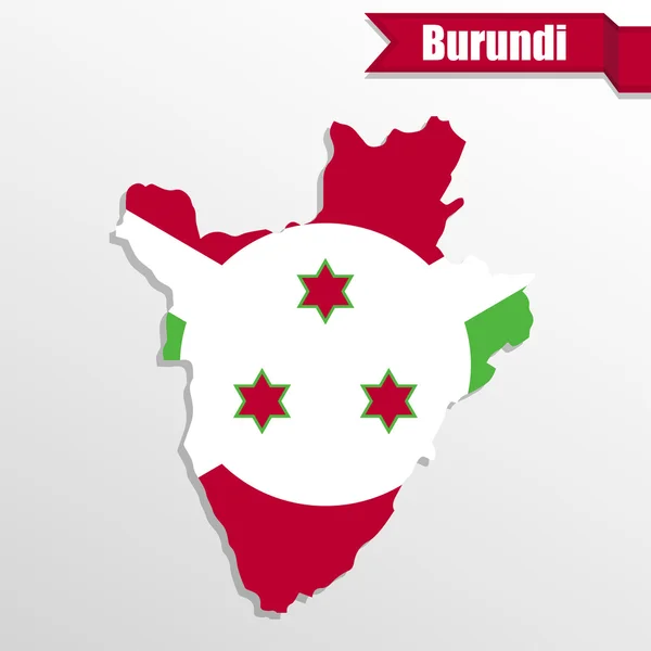 Mapa de Burundi con bandera dentro y cinta — Vector de stock