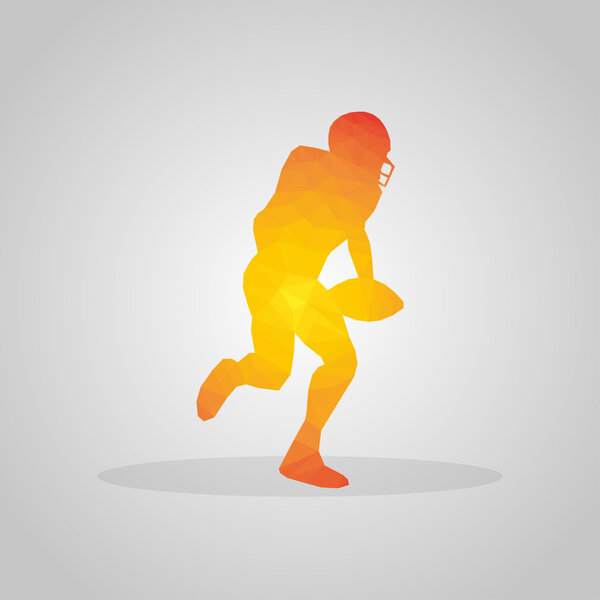 American football player in polygonal style on a gray background