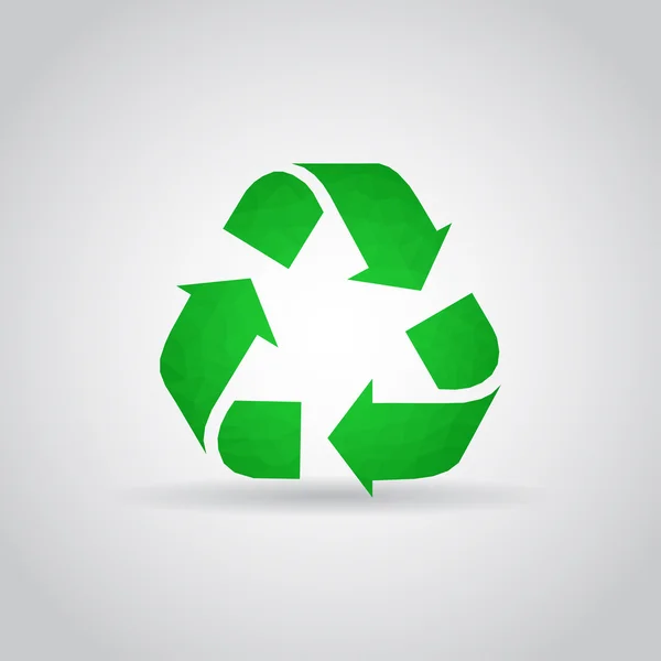 Recycling pictogram in veelhoekige stijl op een grijze achtergrond — Stockvector