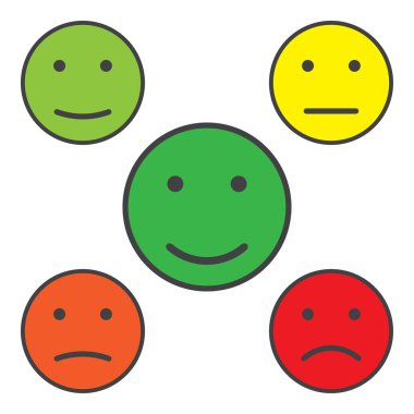 İfadeler kümesi. Emoji kümesi. Gülücükler düz stil