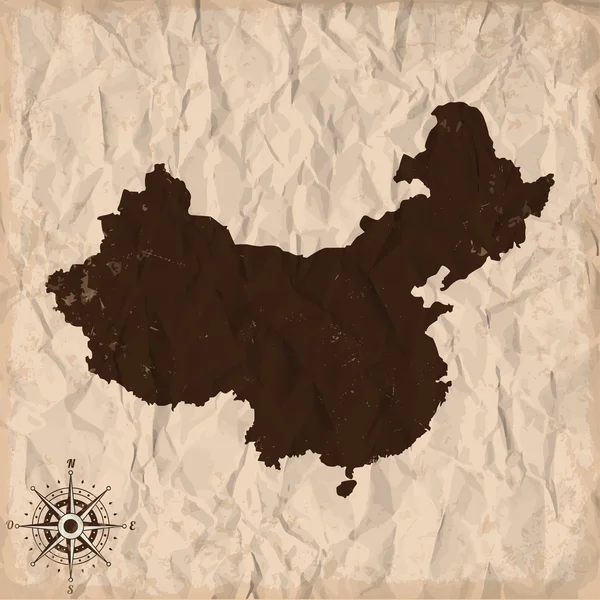 China old map with grunge and crumpled paper — Stock Vector