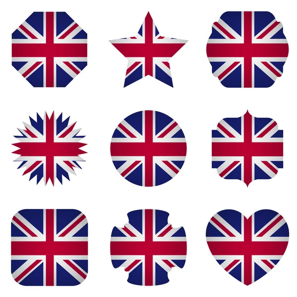 영국 국기는 흰색 바탕에 다양 한 모양으로 — 스톡 벡터