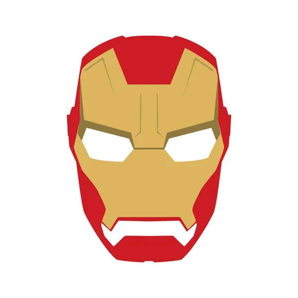 Máscara de super héroe personaje de la cara en plantilla de diseño plano. Oro y rojo — Vector de stock