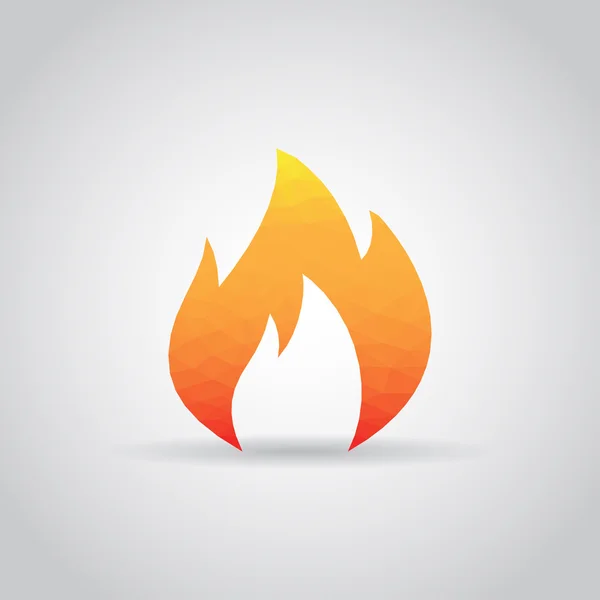 Flammensymbol im polygonalen Stil auf grauem Hintergrund — Stockvektor