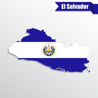 Bayrak içinde ve kurdele ile El Salvador Haritası