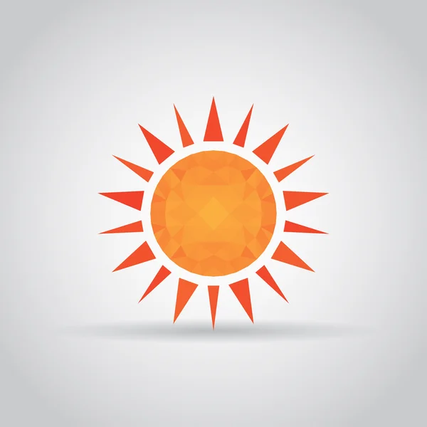 Sun icon in polygonal style with shadow on a gray background. Vector illustration eps10 — Stock Vector