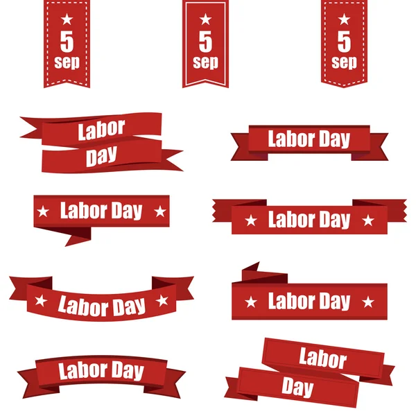 Набор различных лент для Дня Труда Америки. Векторная иллюстрация — стоковый вектор