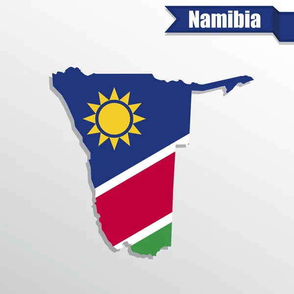 Namibia mappa con bandiera interna e nastro — Vettoriale Stock