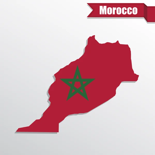 Marokkó Térkép-val zászló belsejében és a szalag — Stock Vector