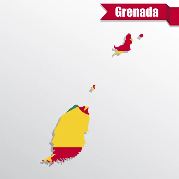 Mapa de Granada con bandera dentro y cinta — Vector de stock