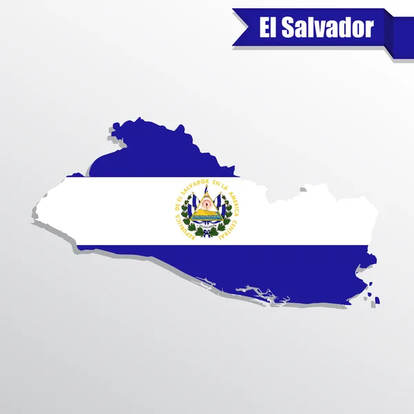 El Salvador mapa s vlajkou uvnitř a pásu karet — Stockový vektor