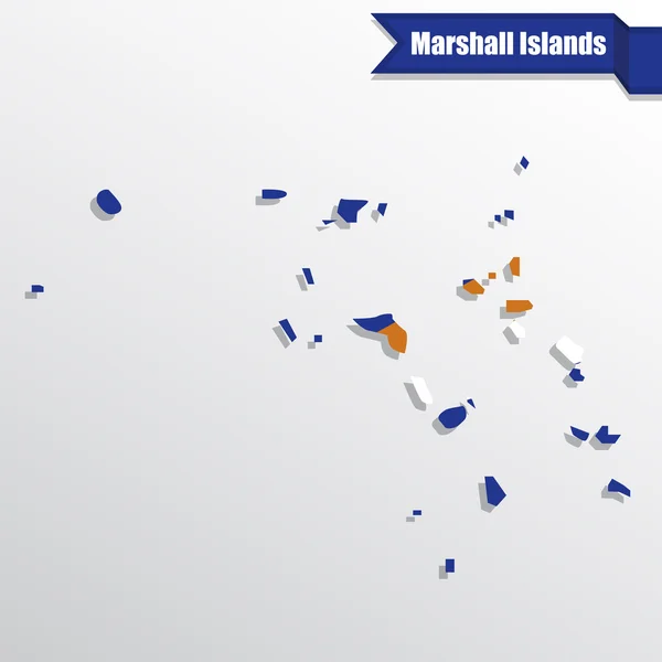 Mapa de las Islas Marshall con bandera dentro y cinta — Archivo Imágenes Vectoriales