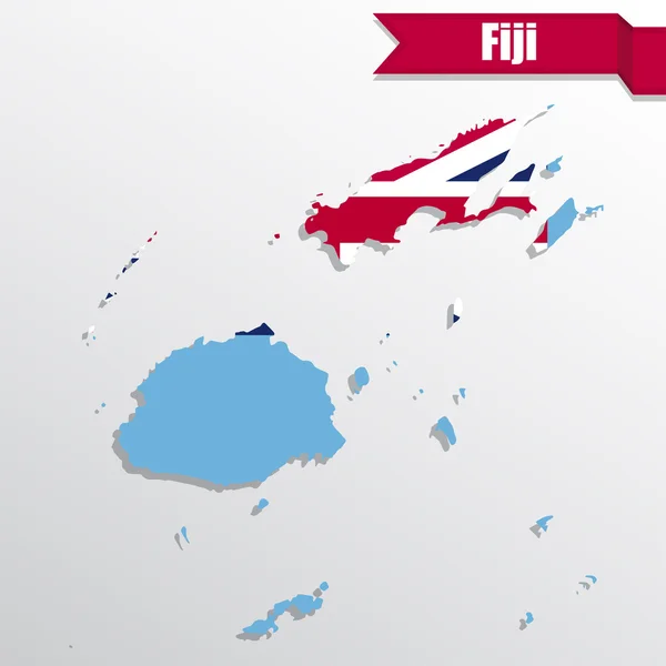 Mapa de Fiji com bandeira dentro e fita — Vetor de Stock