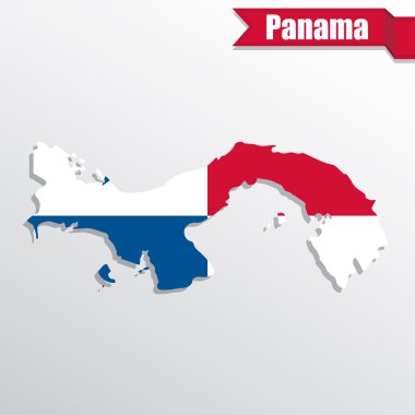 Içinde bayrak ve şerit ile Panama haritası