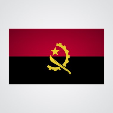 Angola bayrağı gri bir arka plan üzerinde. Vektör çizim