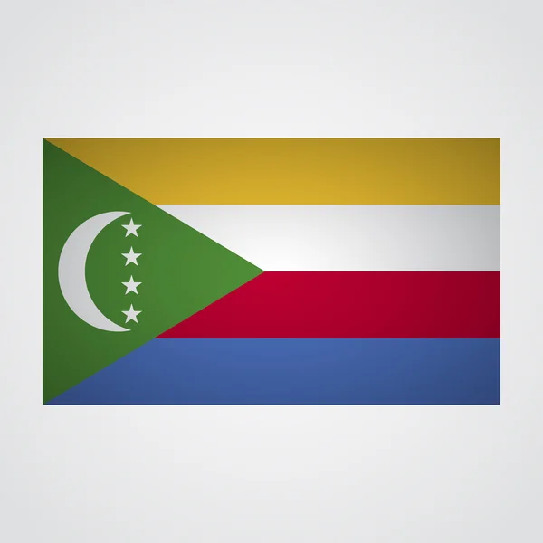 Komorská vlajka na šedém pozadí. Vektorové ilustrace — Stockový vektor